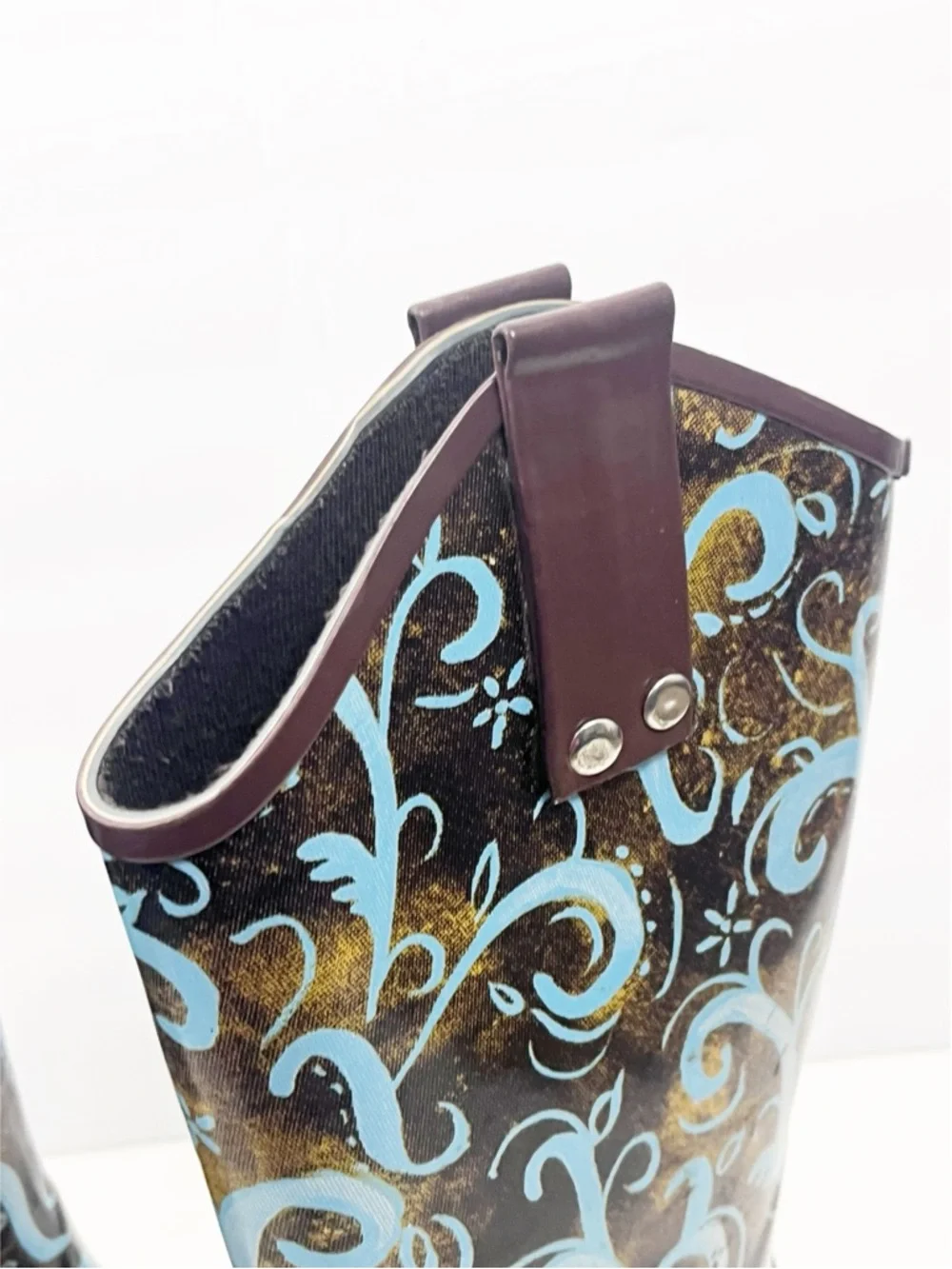 BOPS By Beehive Crain 02 Paisley Print Pointy Toe Rain Boots Size 6 Western Boho